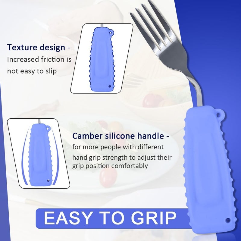 Ehucon Adaptive Weighted Silverware Utensils Angled Fork for Hand Tremors Parkinsons,Weighted Utensils with Non-Slip Easy Grip Handles for Independent Eating(Right Hand,Purple,Pack of 1) - Image 2